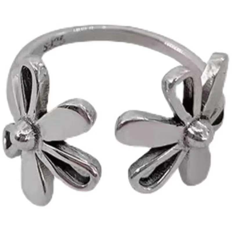 Bohemian Hollow Flower Stainless Steel Ring, Eco-friendly Material, Color Retention, Women's Fashion Jewelry, Personalized All-match & Exaggerated Style