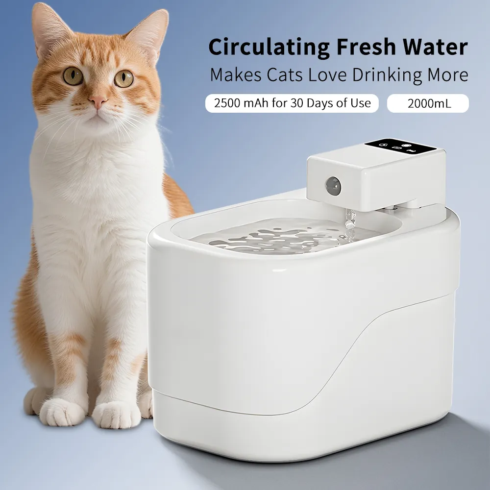Intelligent Sensor Pet Drinking Fountain 2000ML Large Capacity, USB Charging Wireless Water Feeder, Ultra Quiet Anti-Dry Burn Water Dispenser With Filter For Pets