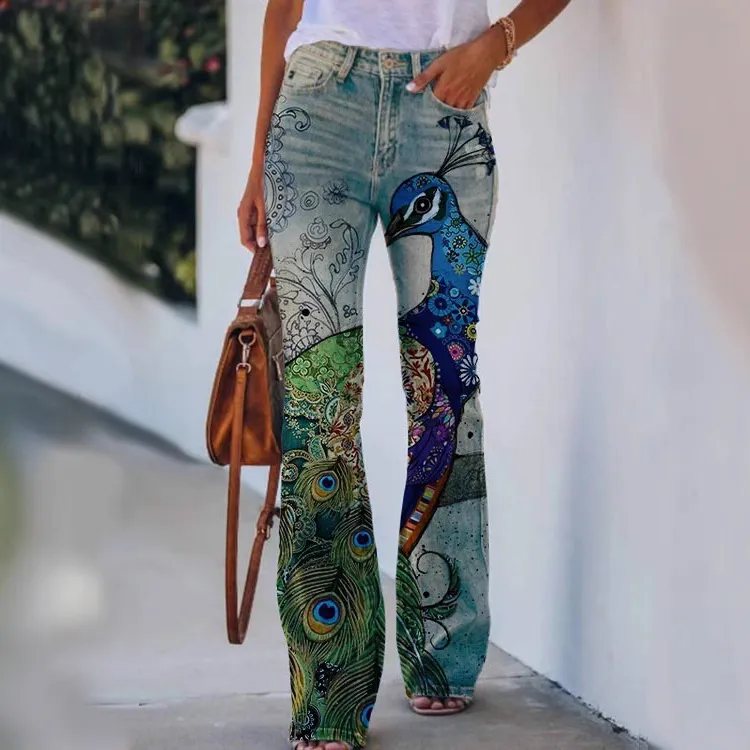 Womens Casual 3D patterned Jeans