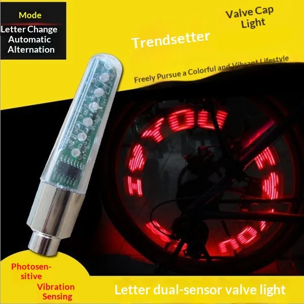 Mountain Bike Riding Double-Sided Lettered Valve Light