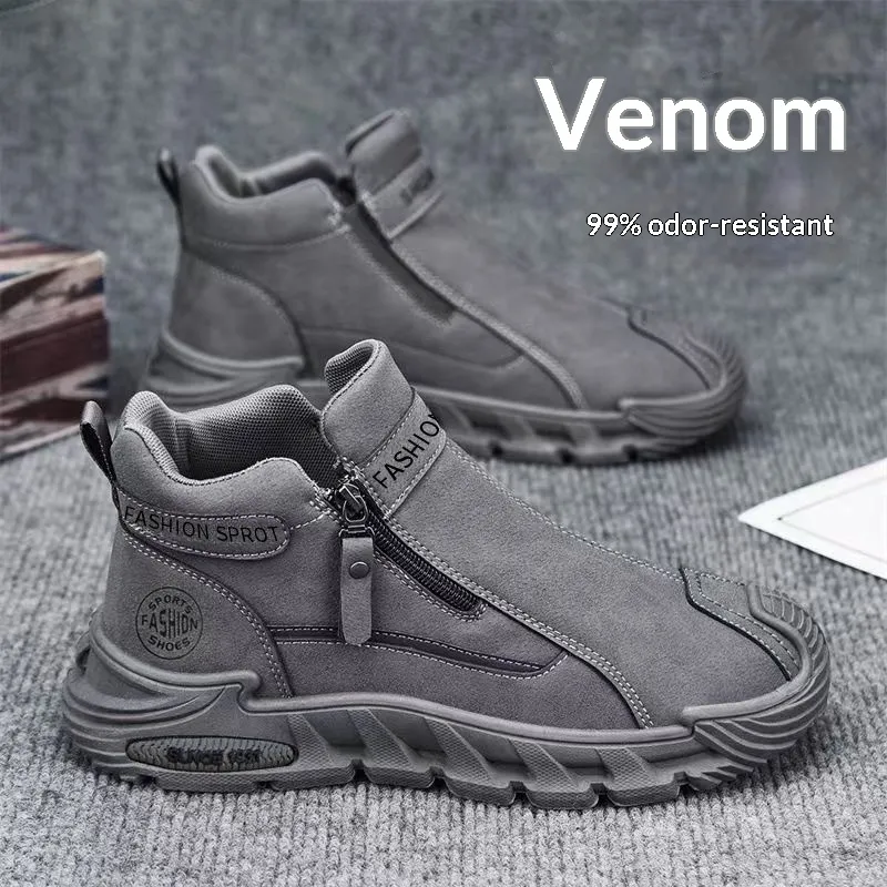 Trendy Mens Slip-resistant Workwear Shoes, Versatile Mens Footwear With A Zipper