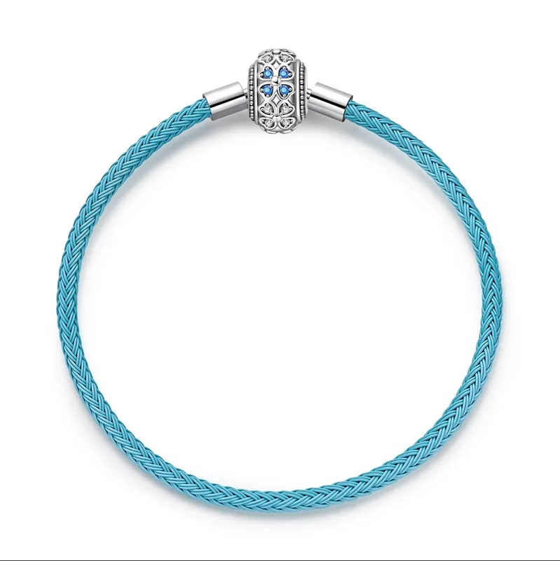 DIY Pendant String Jewelry Leather Rope Bracelet Copper Silver Plated Bracelet - Product Image 5