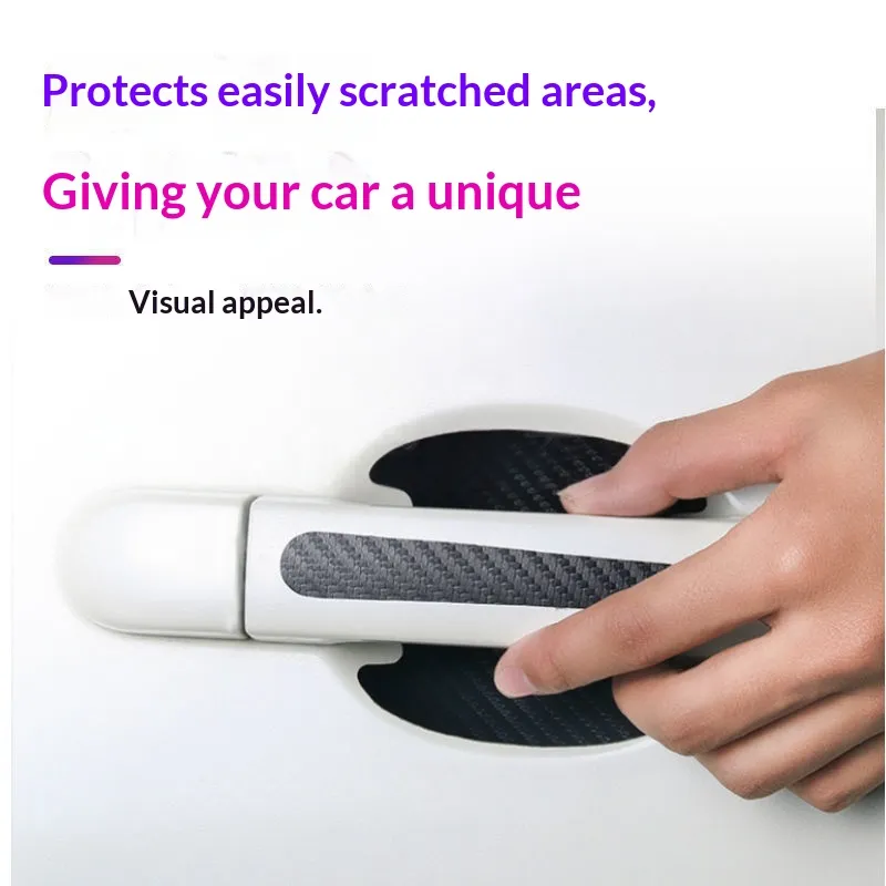 Car Door Bowl Carbon Fiber Leather Protective Film, Door Handle Sticker, Scratch-Resistant Handle Guard, Anti-Scratch Door Bowl Protector - Product Image 3
