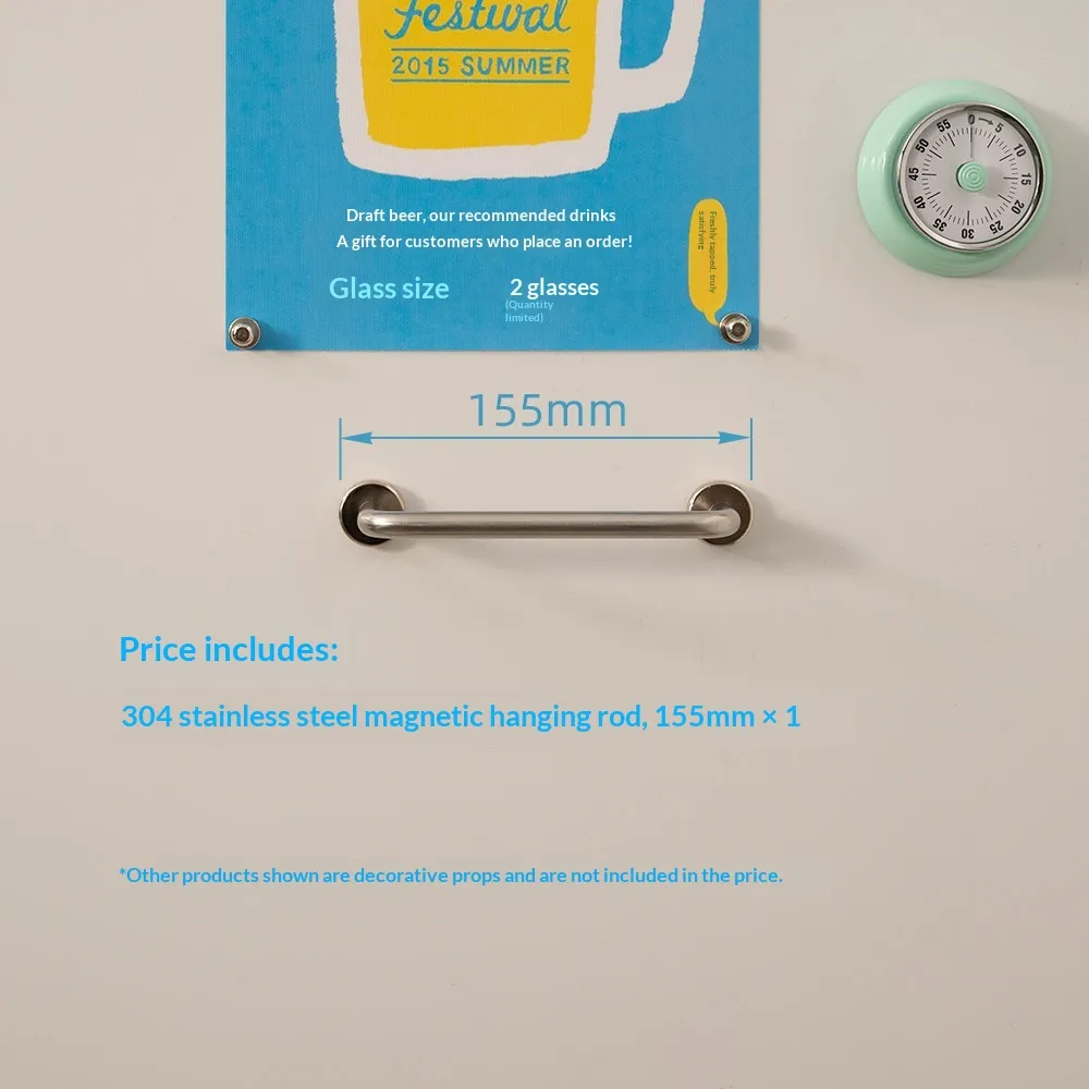304 Stainless Steel Magnetic Storage Rod Household Hanging Rail - Product Image 1
