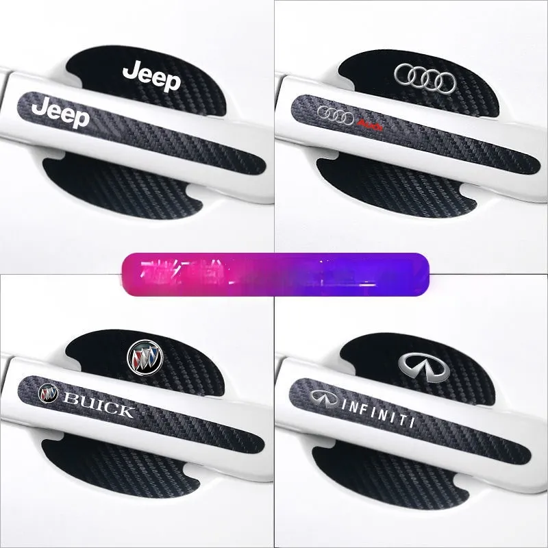 Car Door Bowl Carbon Fiber Leather Protective Film, Door Handle Sticker, Scratch-Resistant Handle Guard, Anti-Scratch Door Bowl Protector - Product Image 2
