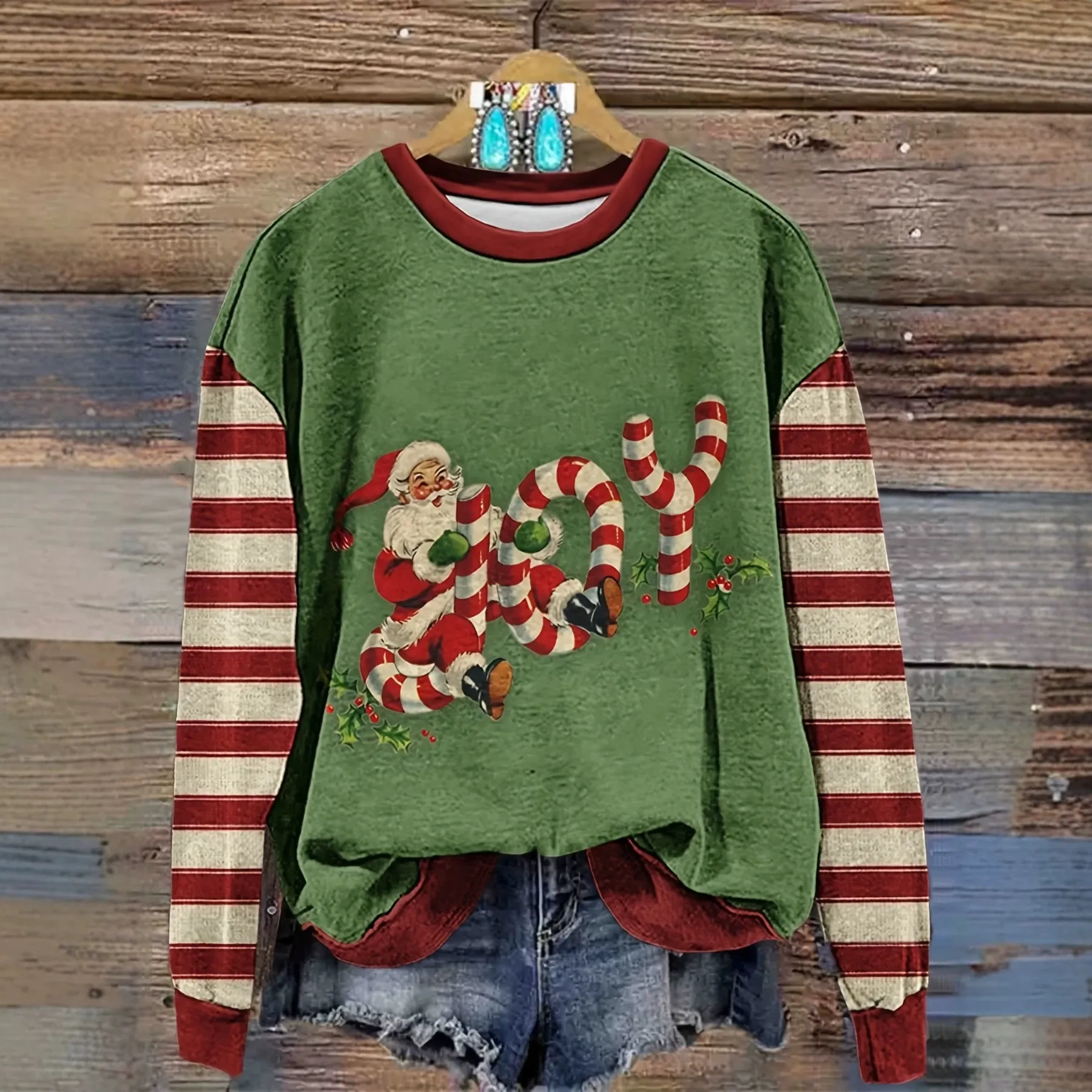 Women's Crew-neck Long-sleeve Printed Pullover - Product Image 1