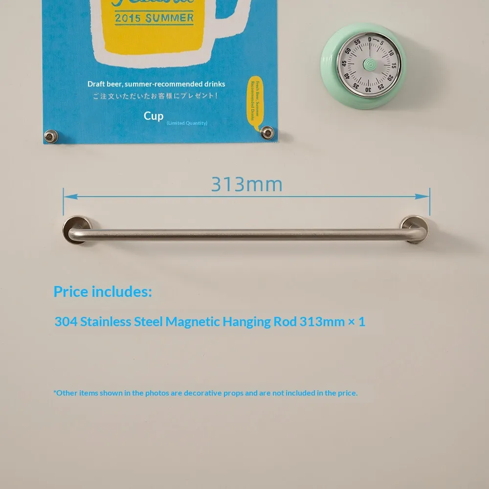 304 Stainless Steel Magnetic Storage Rod Household Hanging Rail - Product Image 5