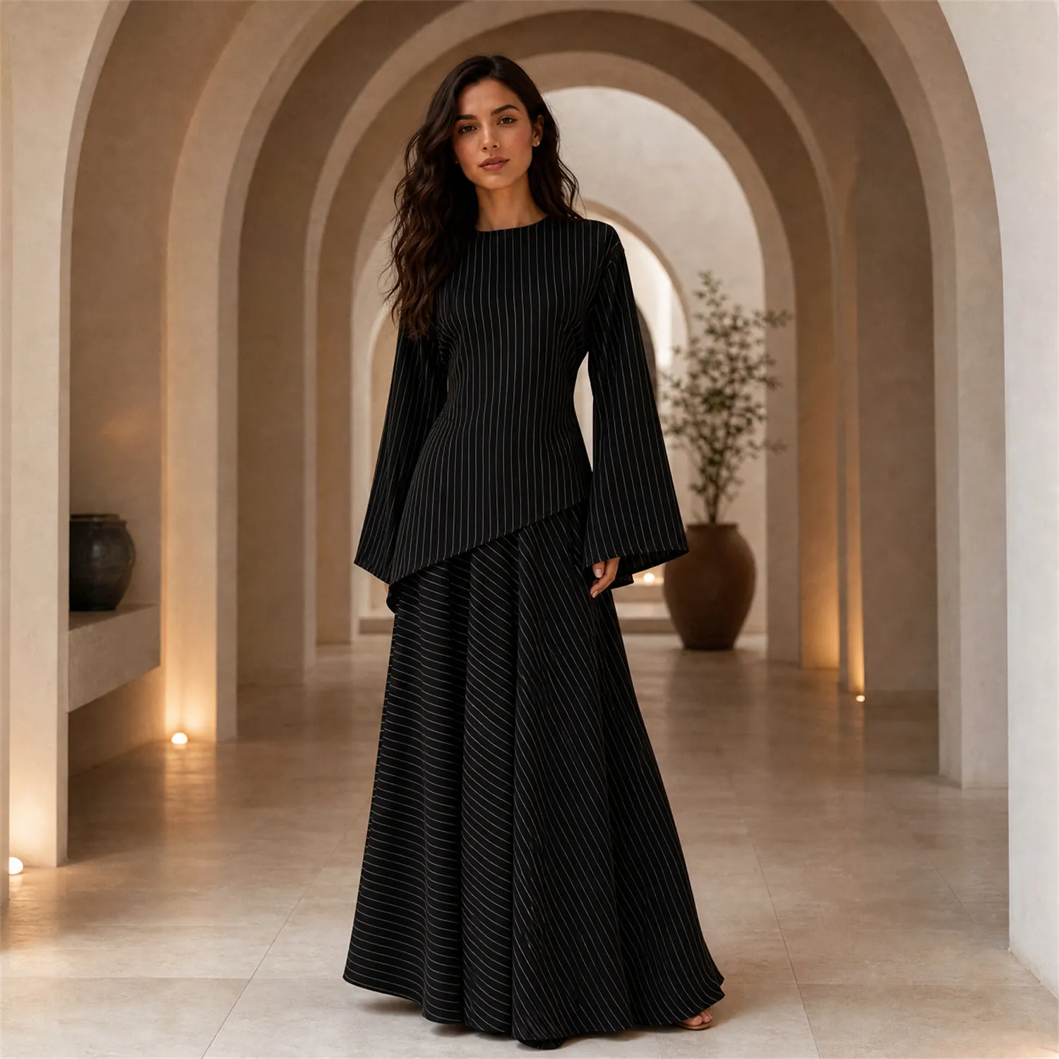 Women's Striped Skirt Suit Is Simple - Product Image 3