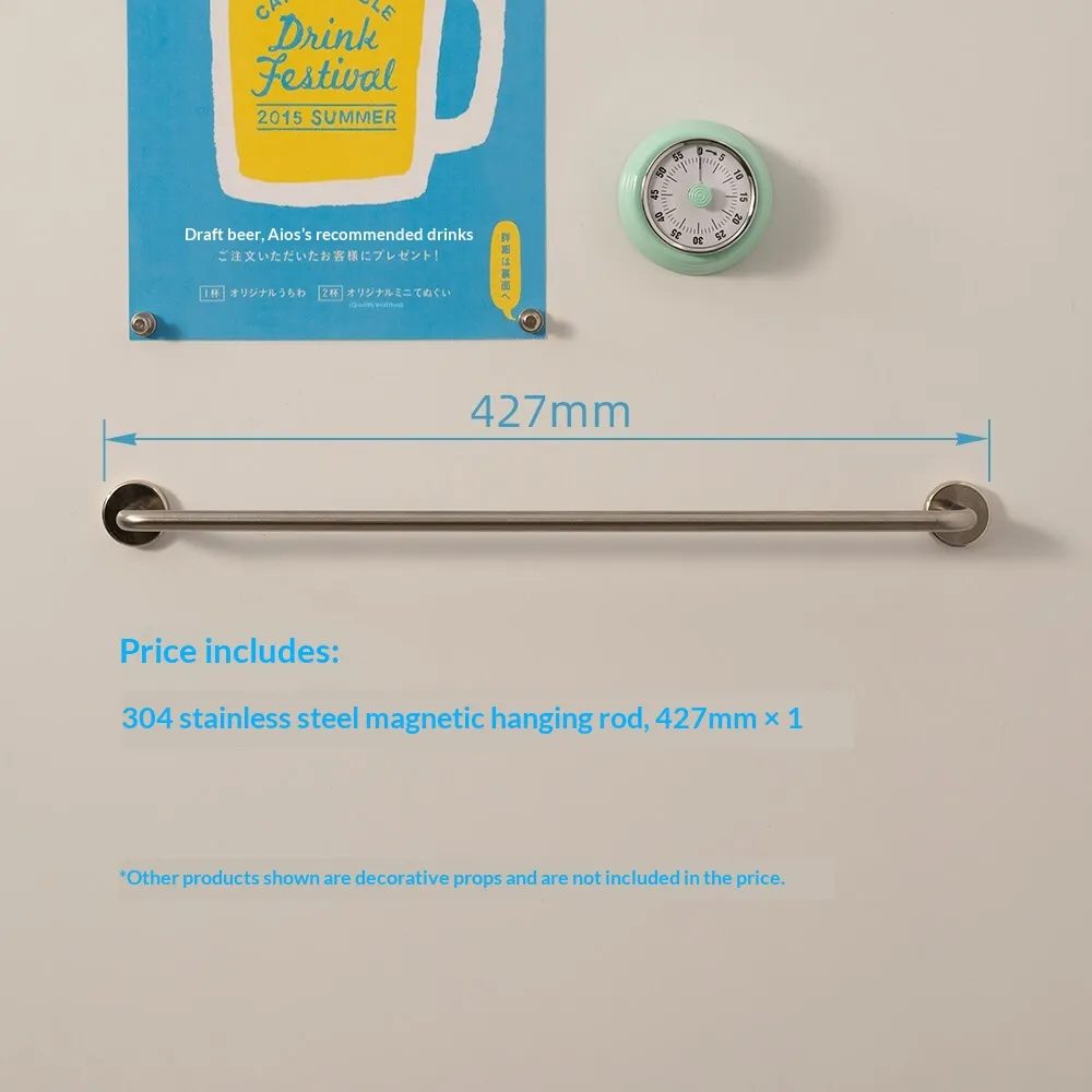 304 Stainless Steel Magnetic Storage Rod Household Hanging Rail - Product Image 7