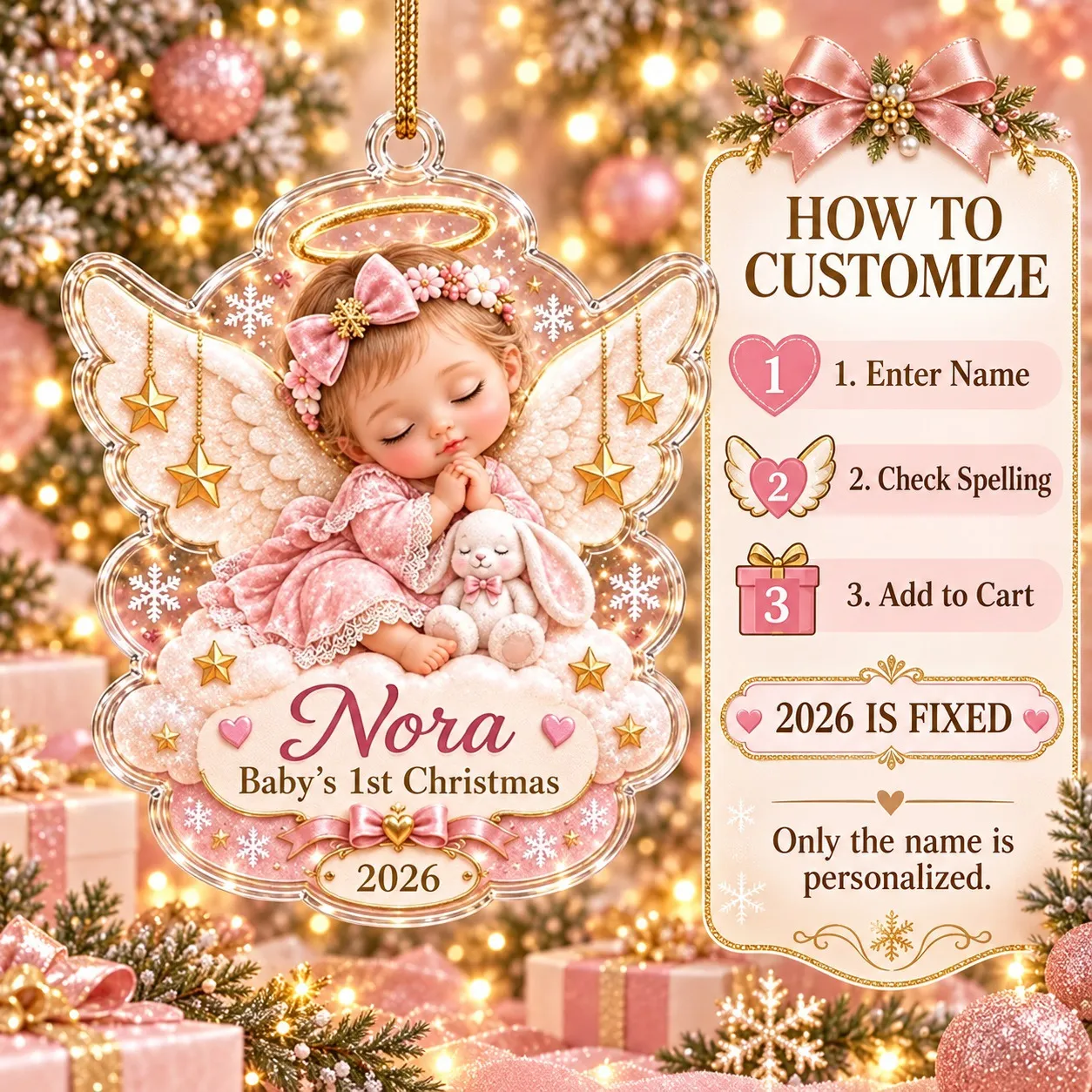Customized Name Sleep Girl Angel - Product Image 3