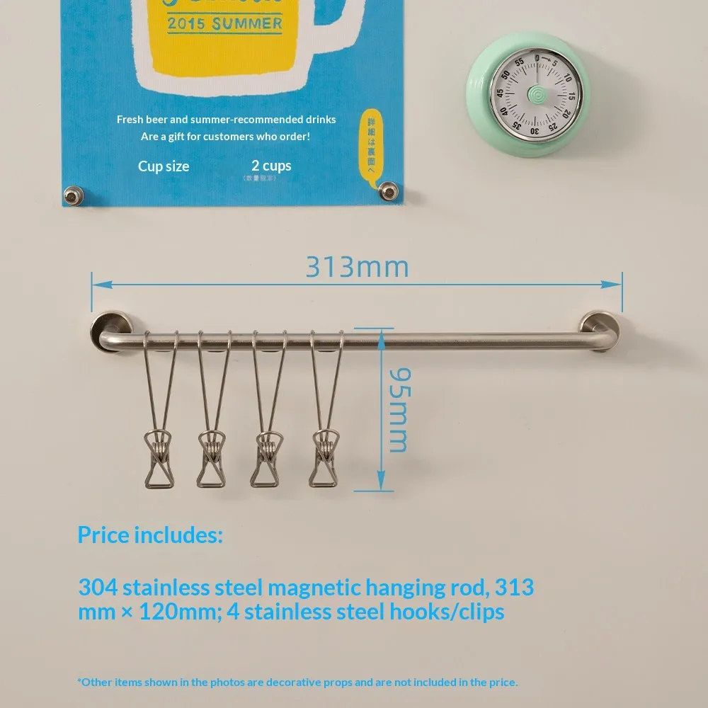 304 Stainless Steel Magnetic Storage Rod Household Hanging Rail - Product Image 6