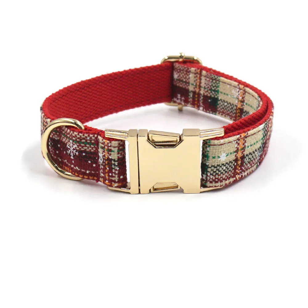 Christmas Pet Collar And Leash Set - Customizable Engraved Dog Neck Strap With Bow Tie For Holiday New Year Walking - Product Image 1