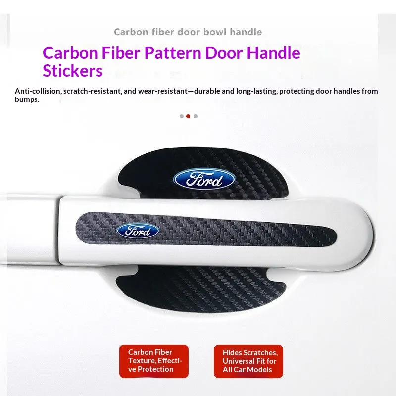 Car Door Bowl Carbon Fiber Leather Protective Film, Door Handle Sticker, Scratch-Resistant Handle Guard, Anti-Scratch Door Bowl Protector