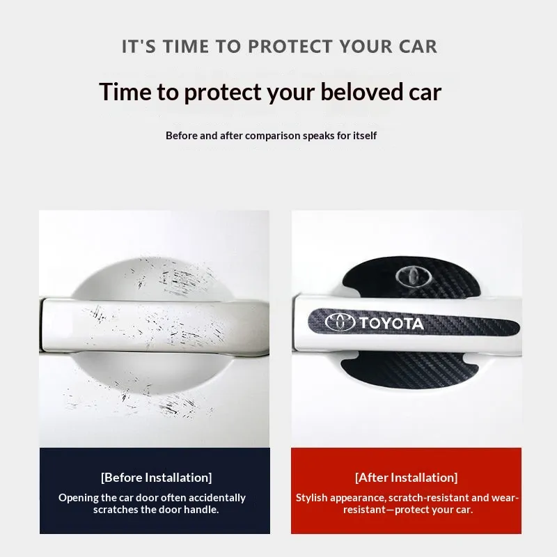 Car Door Bowl Carbon Fiber Leather Protective Film, Door Handle Sticker, Scratch-Resistant Handle Guard, Anti-Scratch Door Bowl Protector - Product Image 4