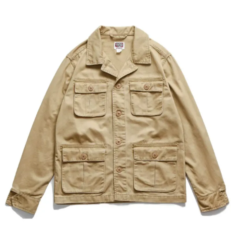 Men's Jacket With Multiple Pockets And Workwear Style