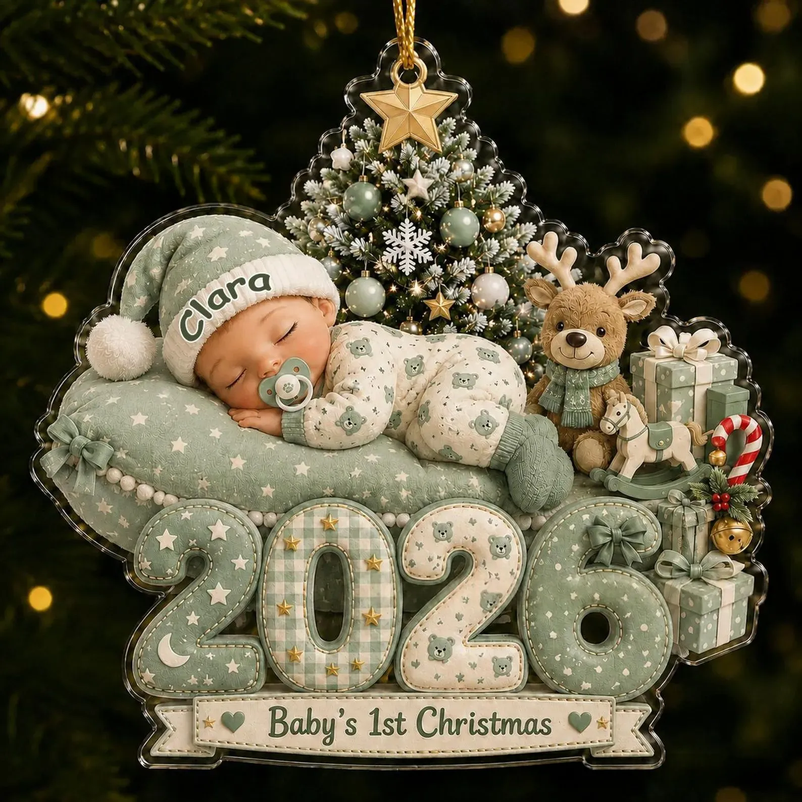 Creative 2D Acrylic Christmas Tree Ornament - Product Image 1
