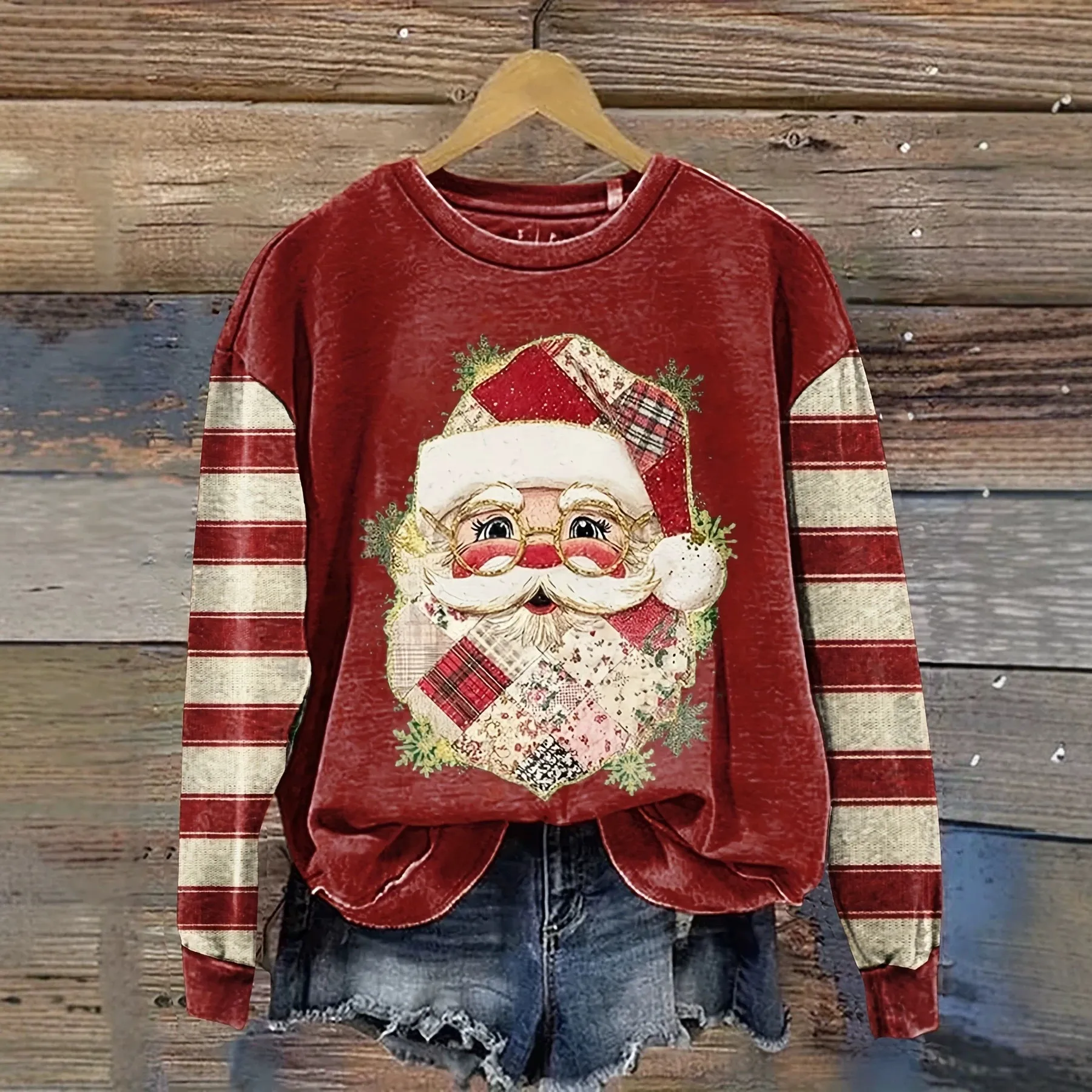 Women's Crew-neck Long-sleeve Printed Pullover