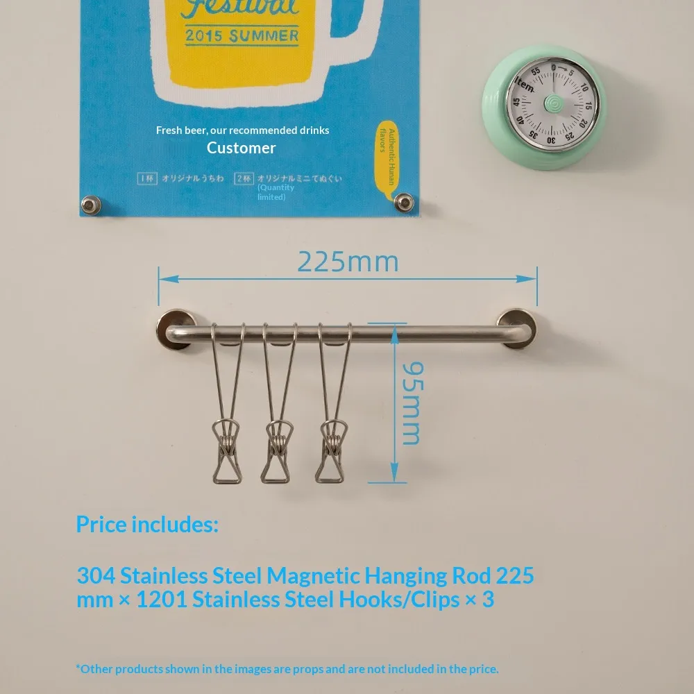 304 Stainless Steel Magnetic Storage Rod Household Hanging Rail - Product Image 4
