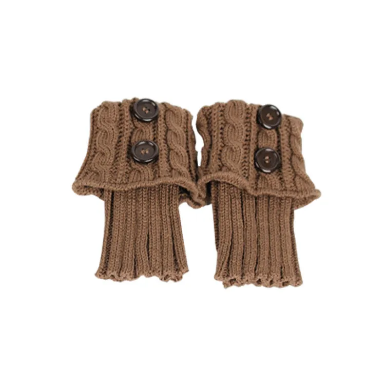 Button-knit Cable-knit Wool Sock Covers For Autumn And Winter - Product Image 5