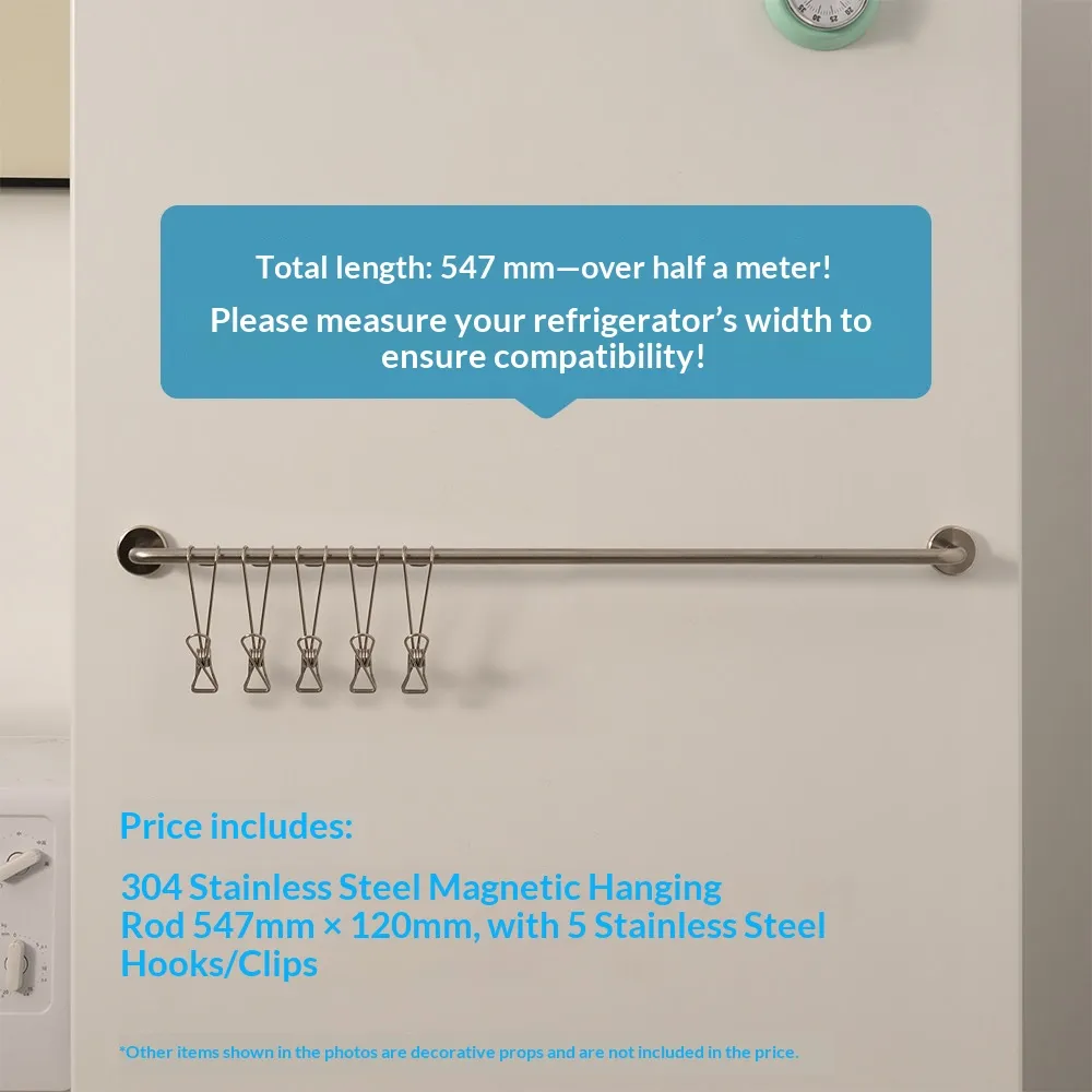 304 Stainless Steel Magnetic Storage Rod Household Hanging Rail - Product Image 10